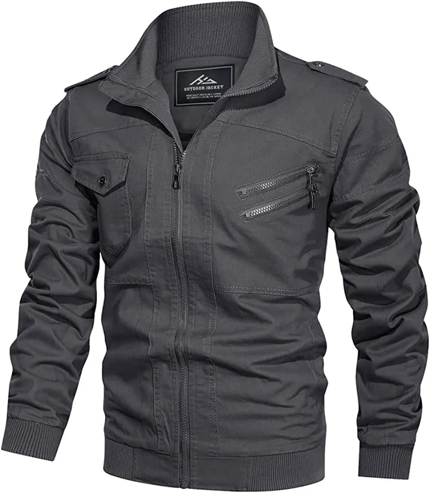 Men's Lightweight Cotton Military Jackets with Pockets