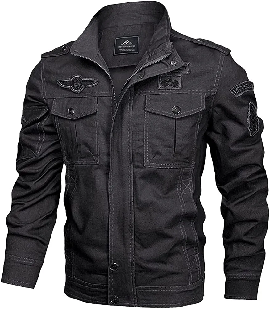 Men's Lightweight Cotton Military Jackets with Pockets