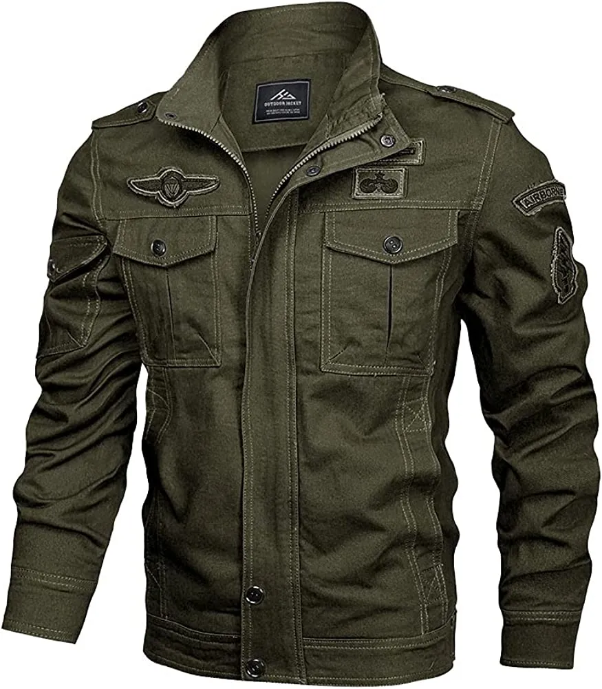 Men's Lightweight Cotton Military Jackets with Pockets