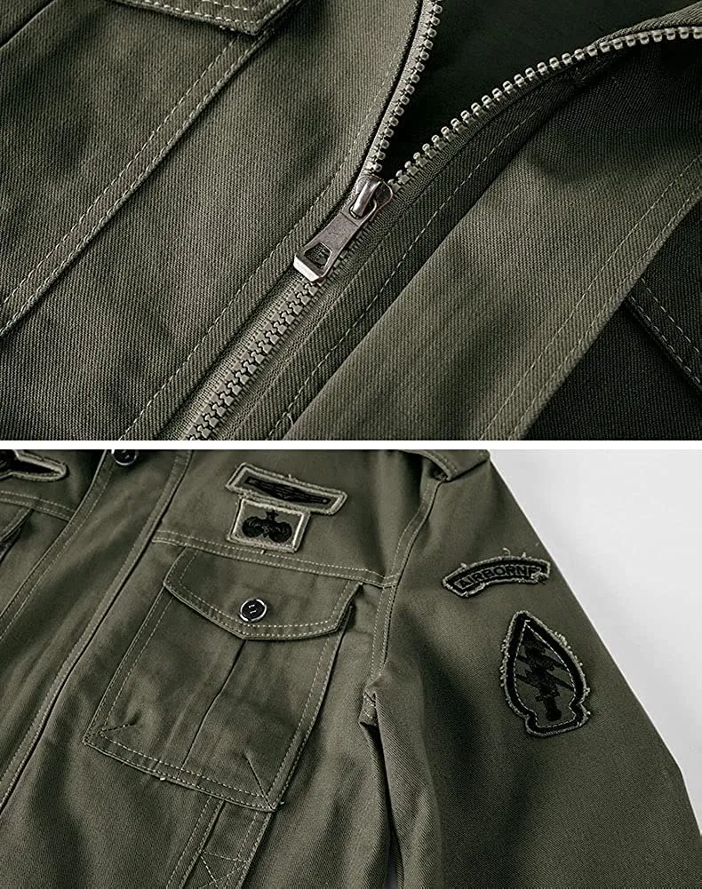Men's Lightweight Cotton Military Jackets with Pockets