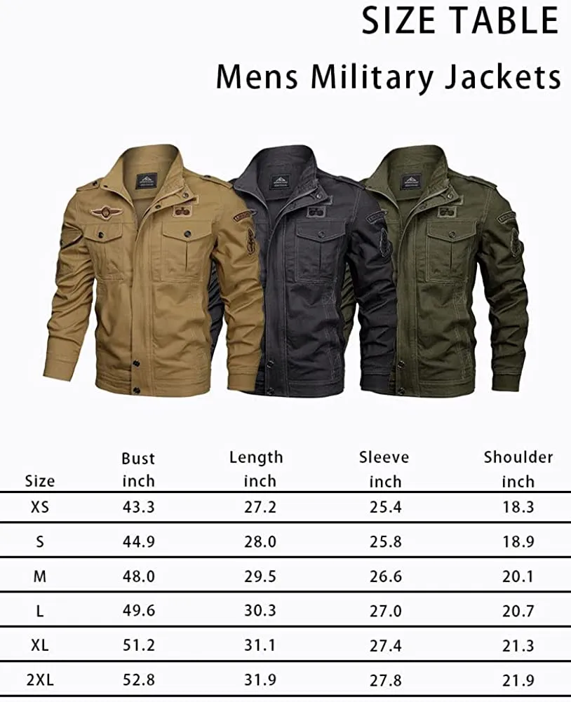 Men's Lightweight Cotton Military Jackets with Pockets