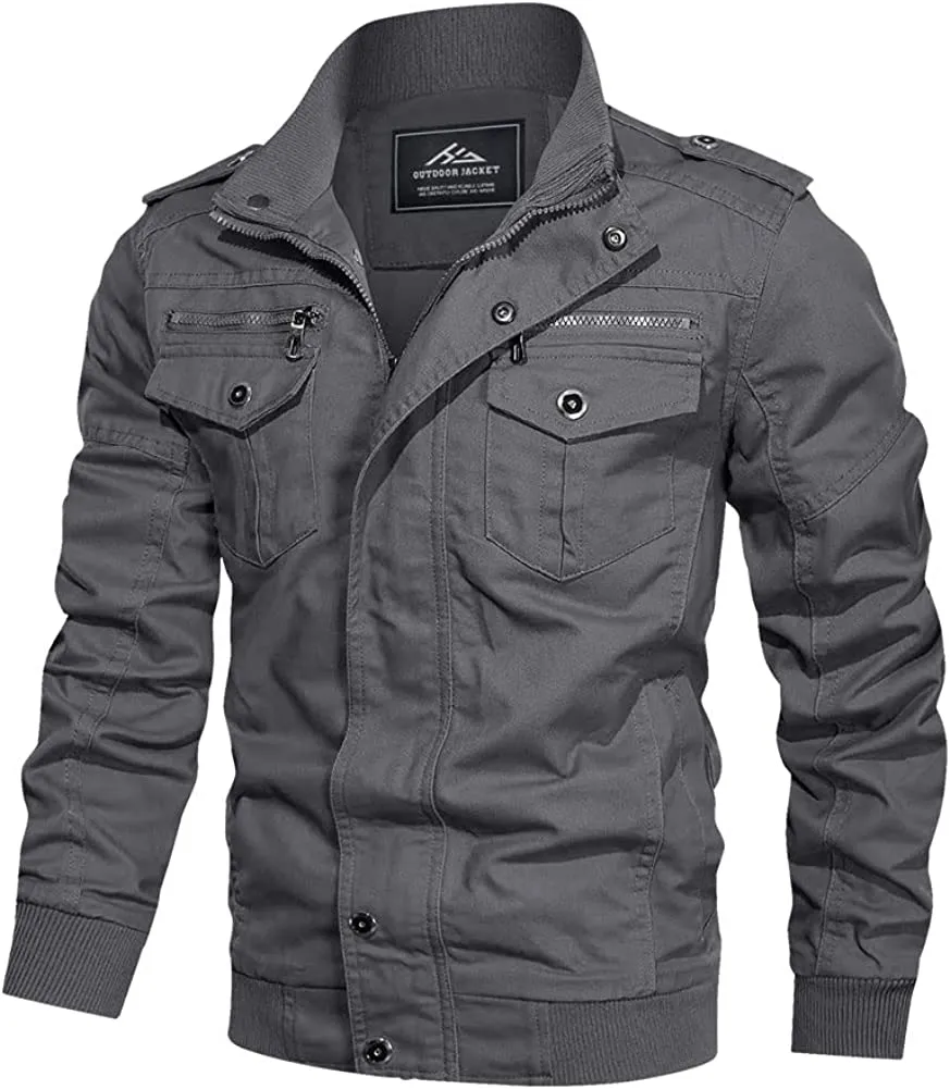 Men's Lightweight Cotton Military Jackets with Pockets