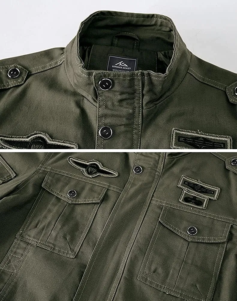 Men's Lightweight Cotton Military Jackets with Pockets