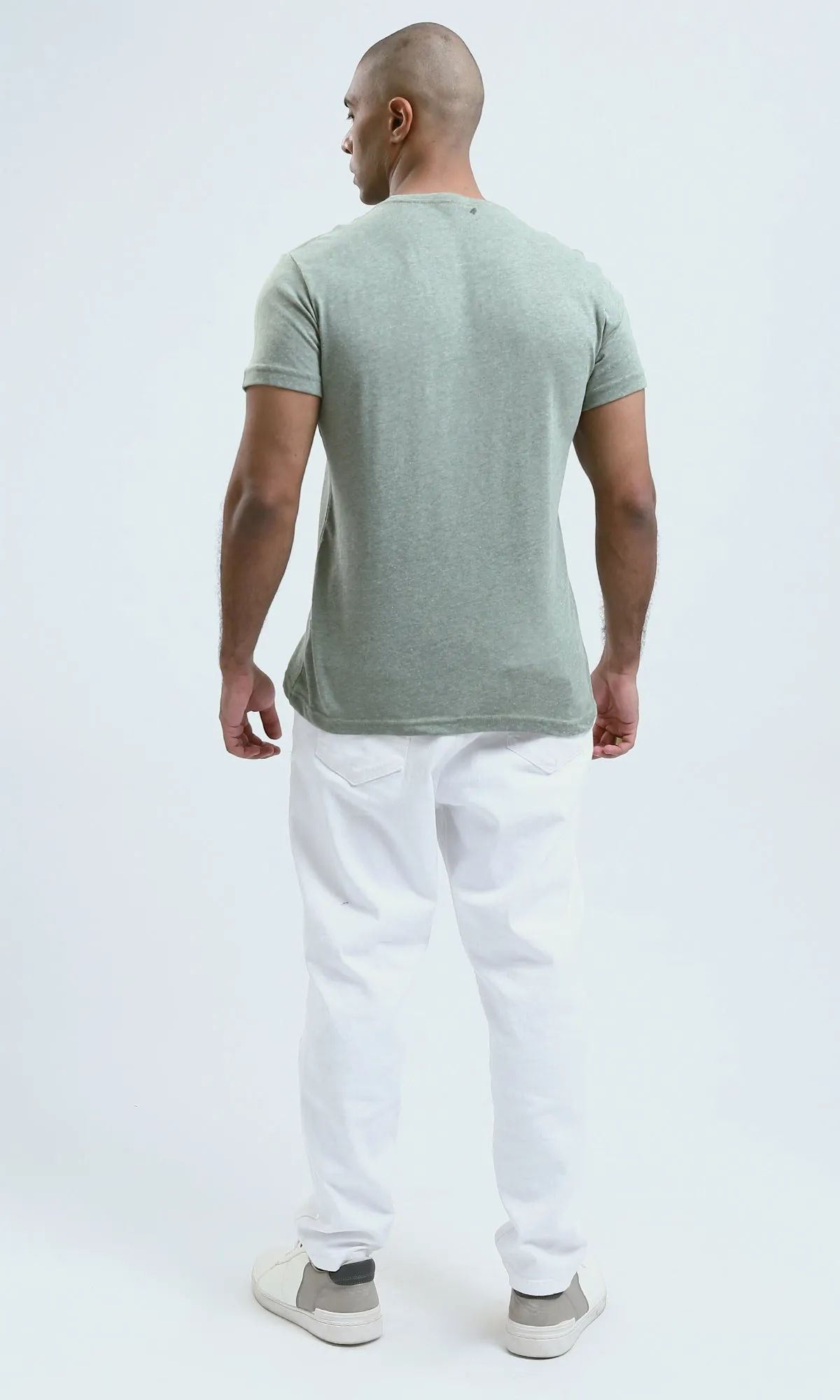 O188727 - Short Sleeves Solid Light Olive Basic Tee