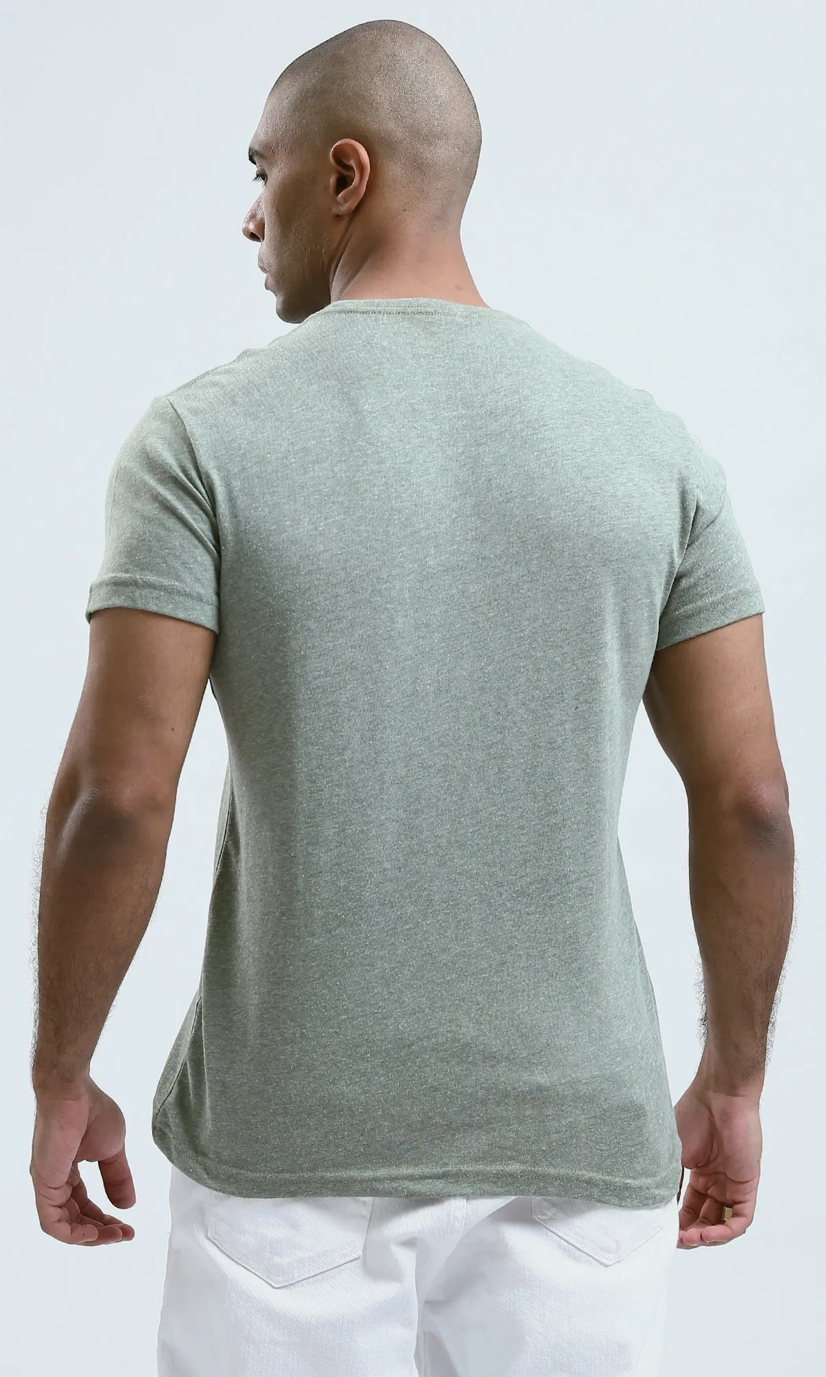 O188727 - Short Sleeves Solid Light Olive Basic Tee