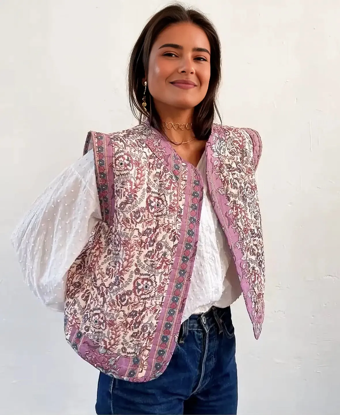 Printed Quilted Cotton Vest