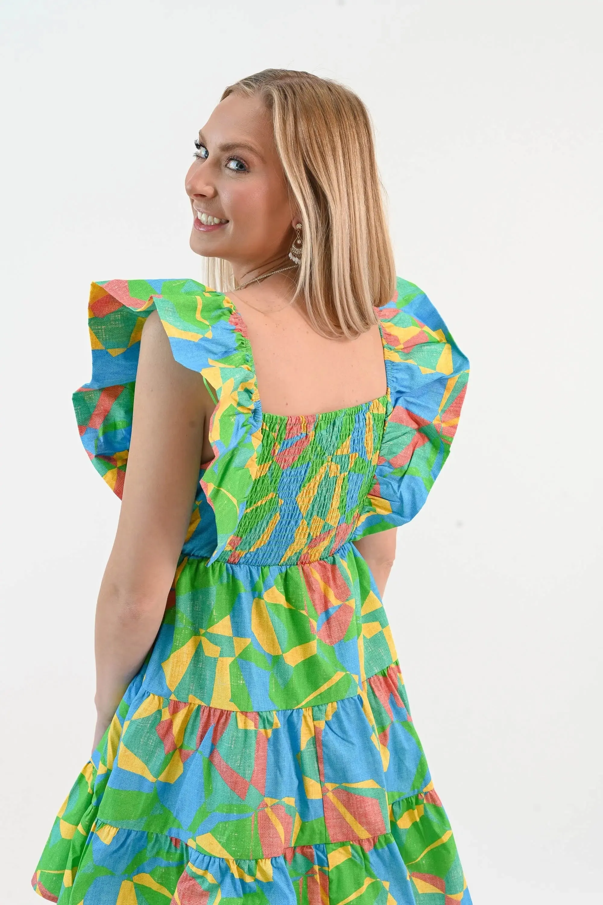 Radiant As Always Flutter Sleeve Dress
