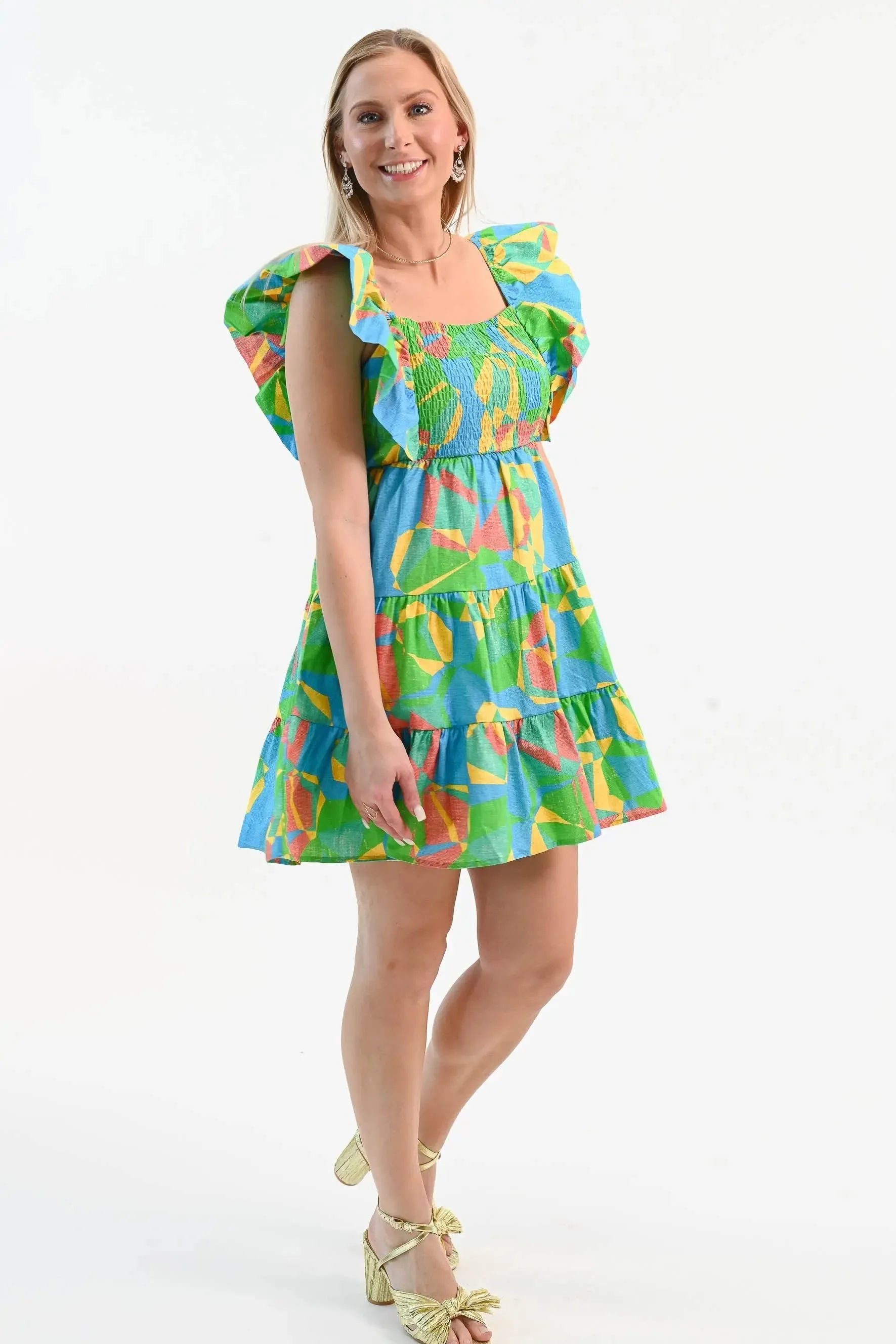 Radiant As Always Flutter Sleeve Dress