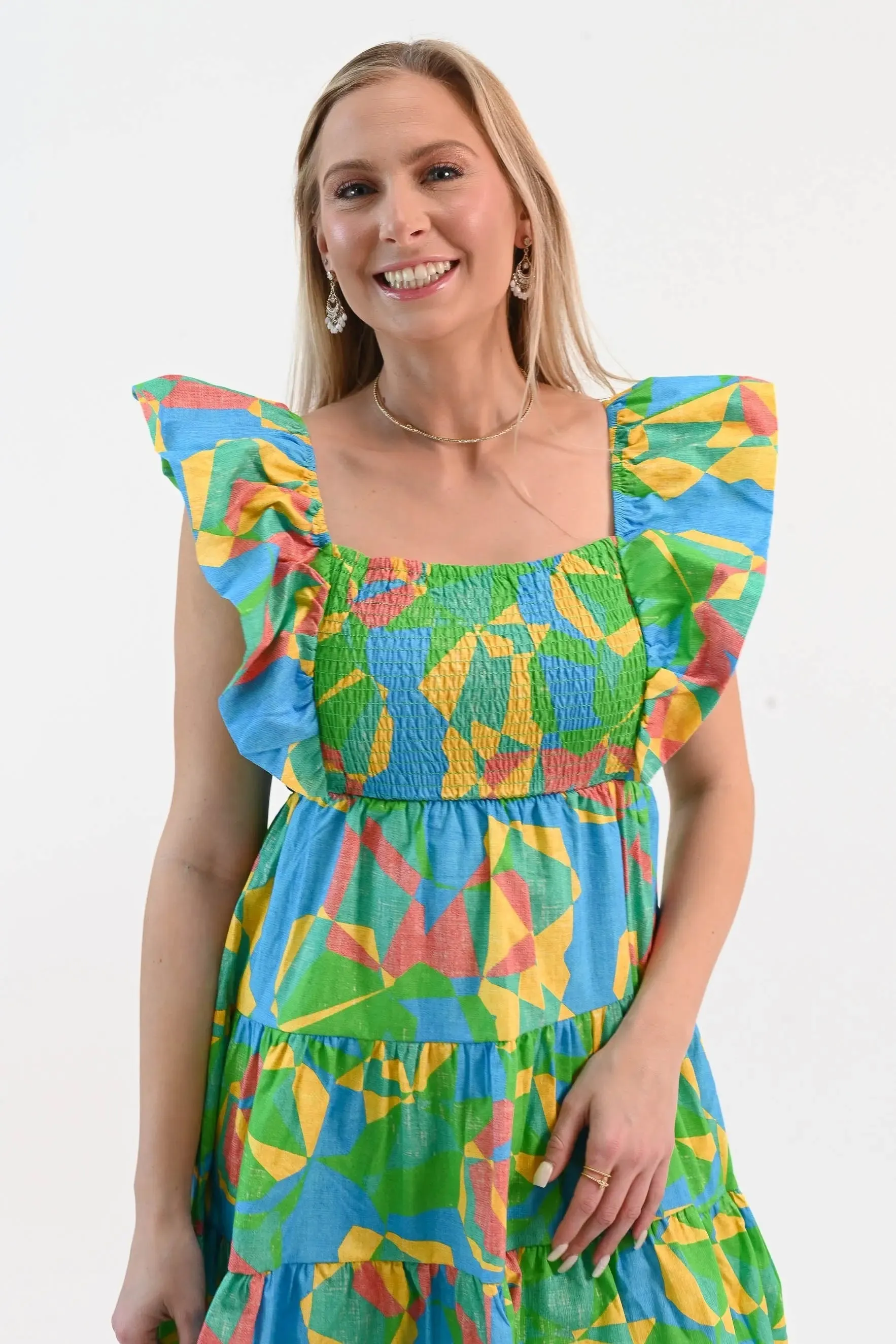 Radiant As Always Flutter Sleeve Dress