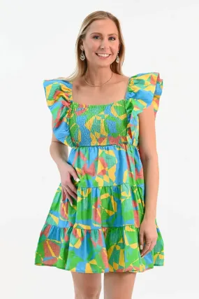 Radiant As Always Flutter Sleeve Dress