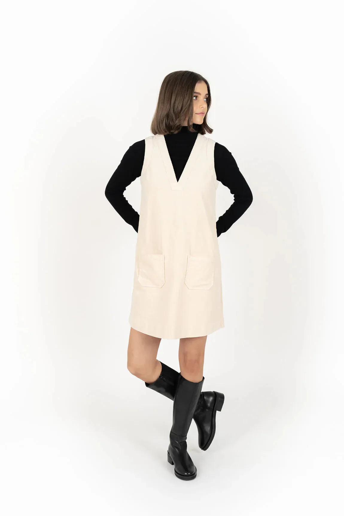 Riley Cord Dress - Vanilla