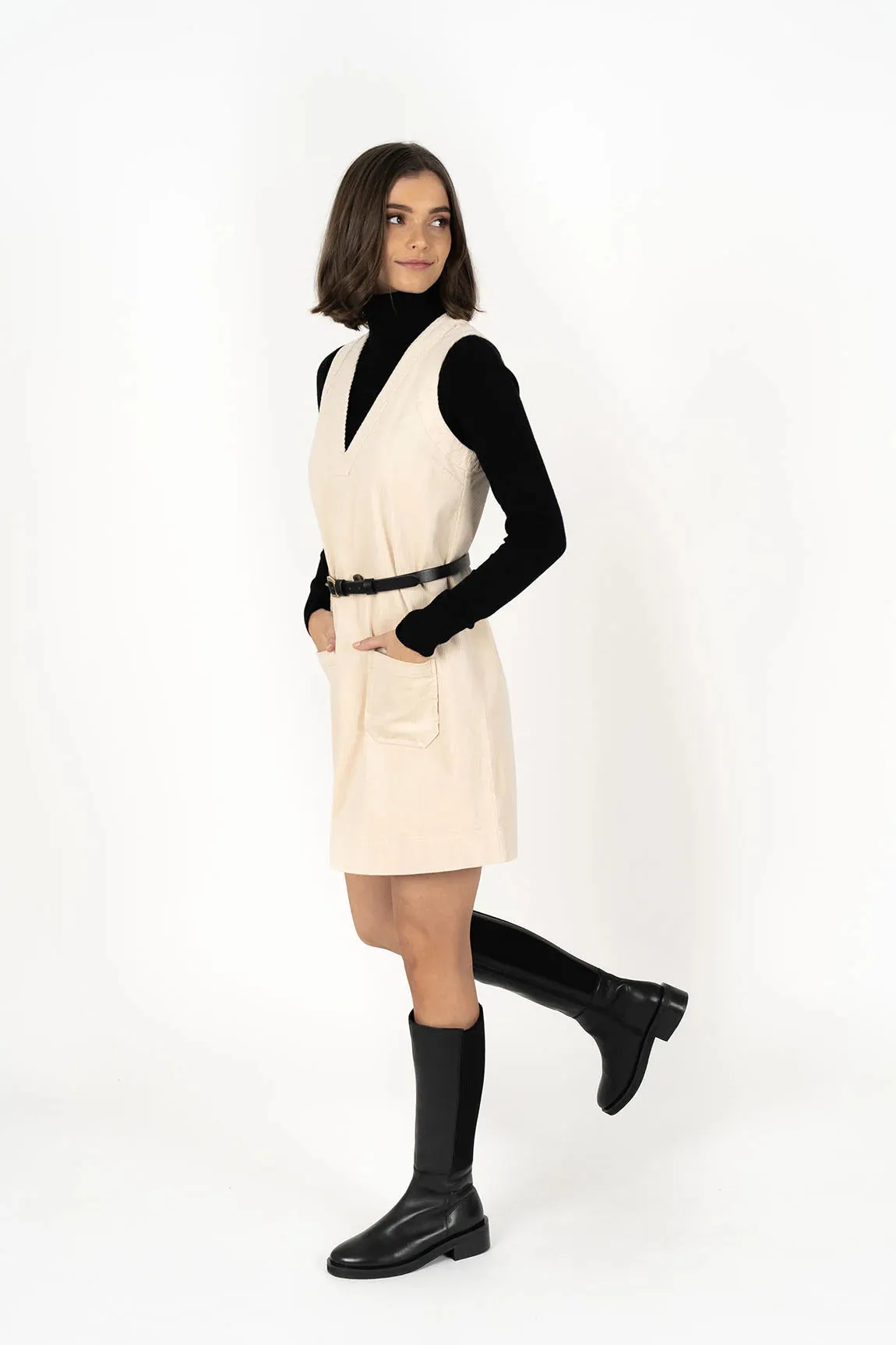 Riley Cord Dress - Vanilla
