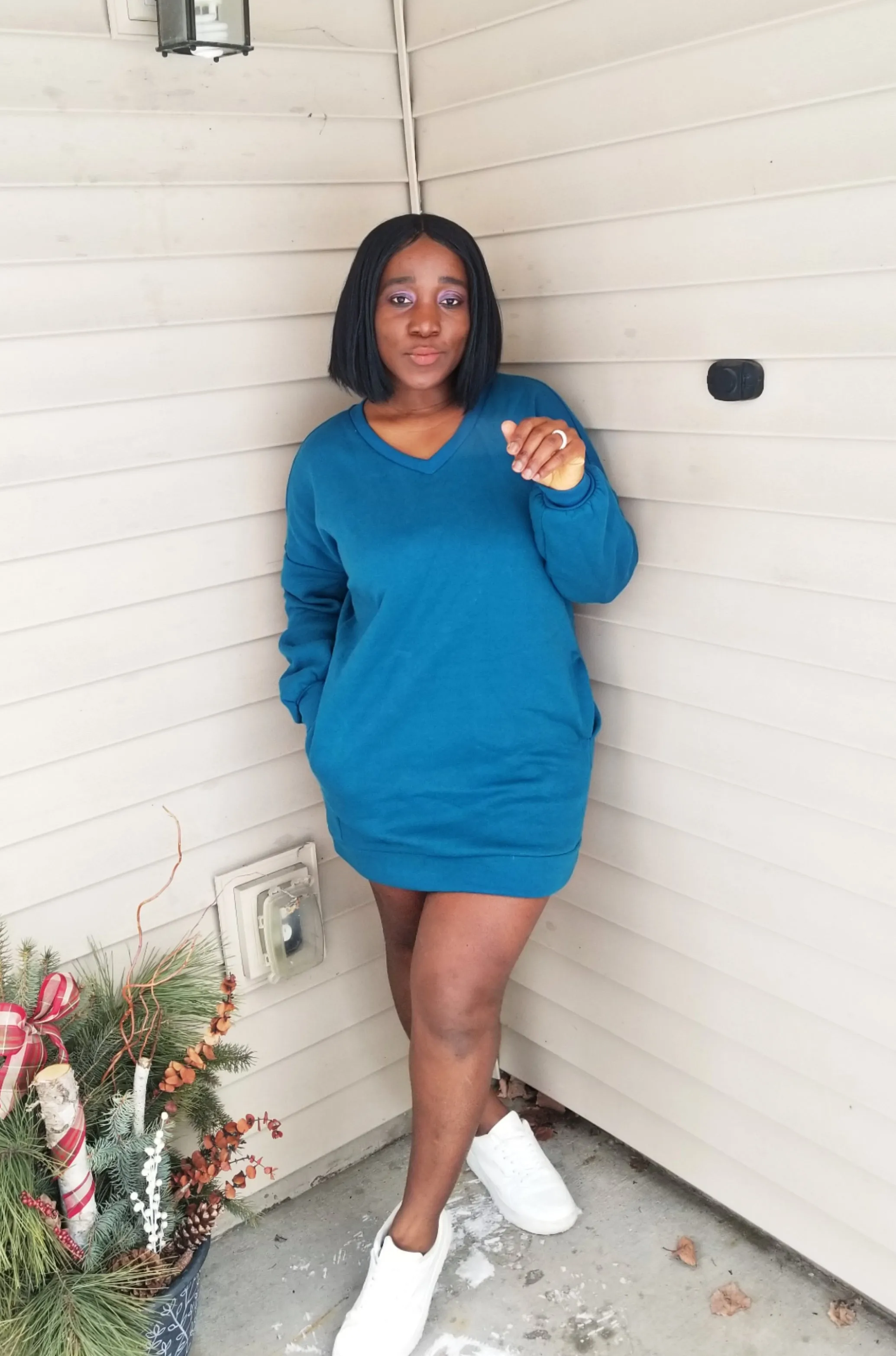 Sana Oversize V-Neck Long SleevesLightweight Sweaterr |Teal