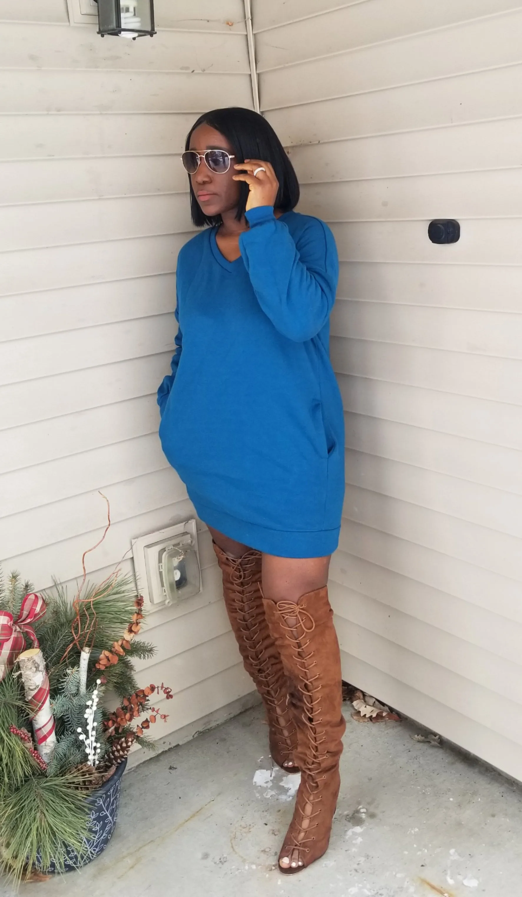 Sana Oversize V-Neck Long SleevesLightweight Sweaterr |Teal