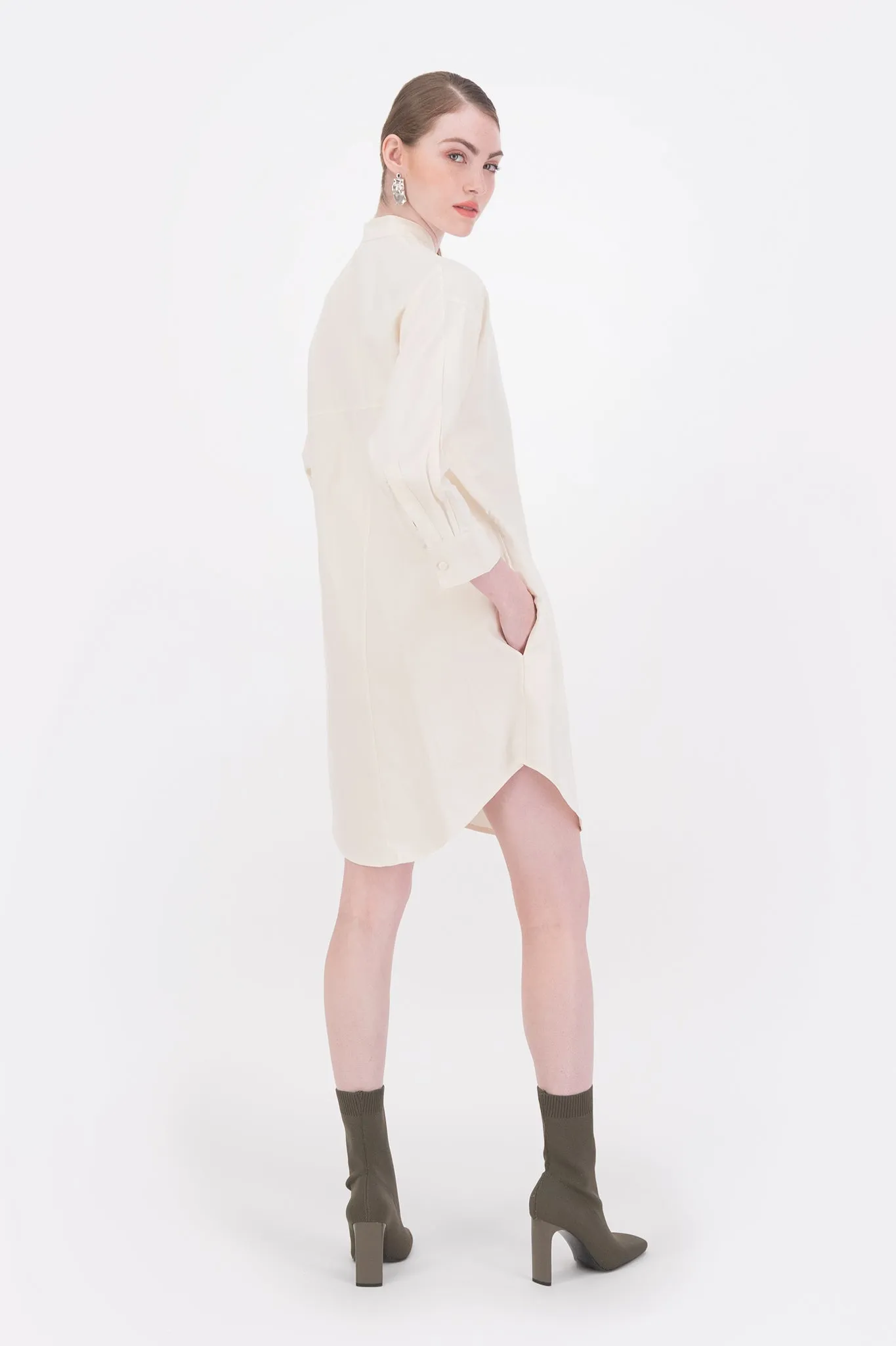 Sigma Linen-Silk Kimono Sleeve Shirt Dress