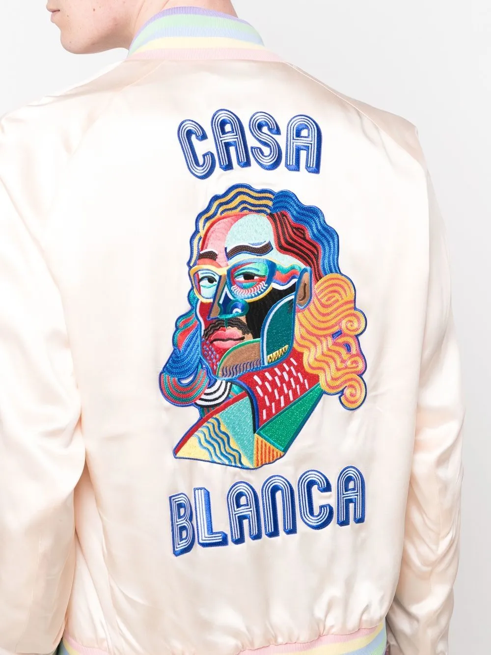 silk logo-embroidered bomber jacket