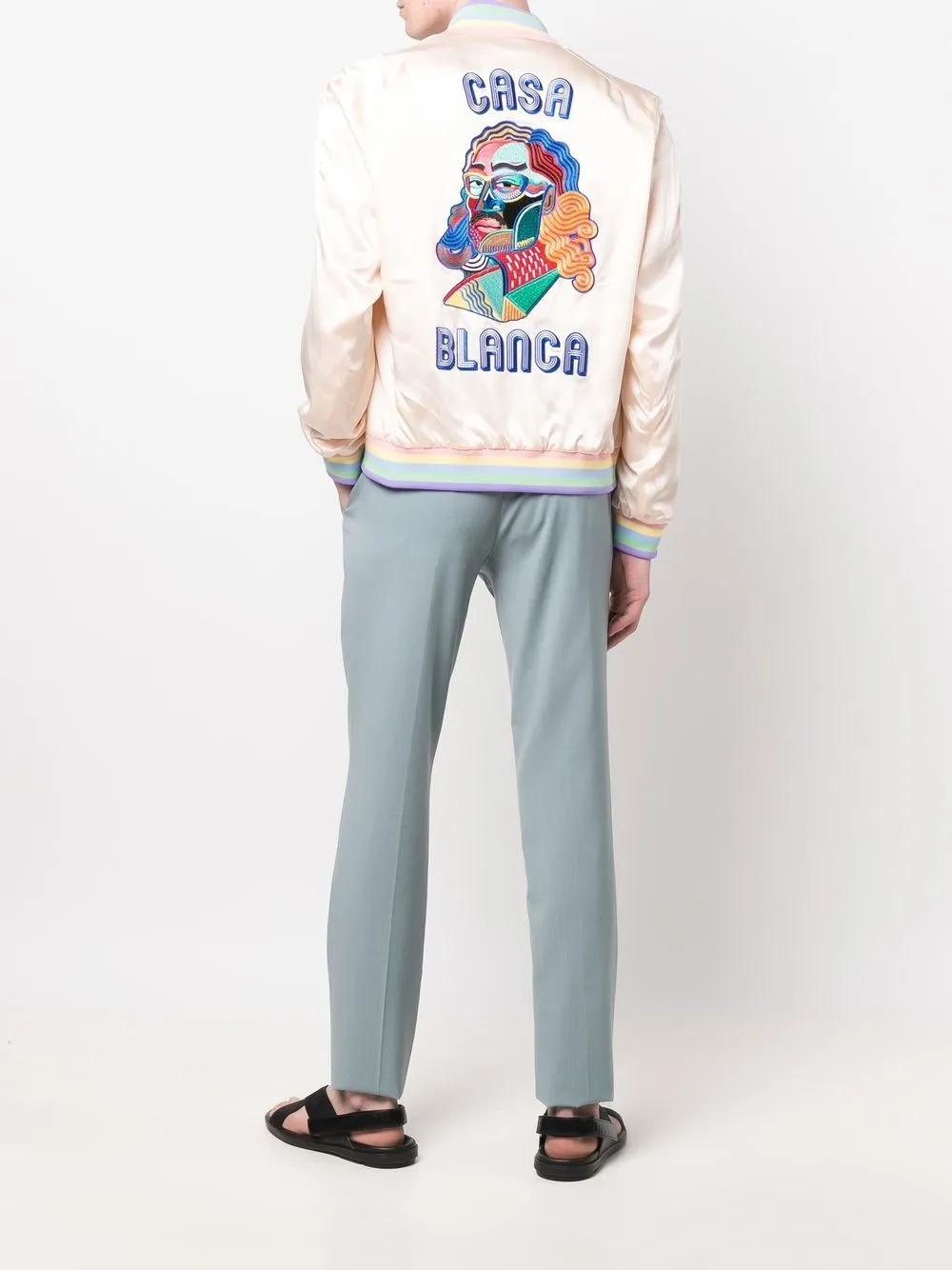 silk logo-embroidered bomber jacket