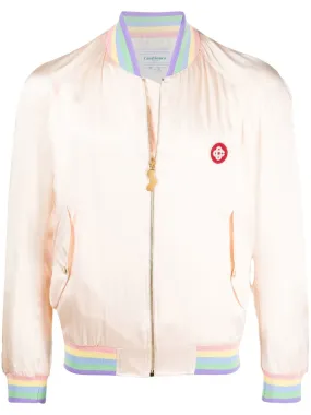 silk logo-embroidered bomber jacket