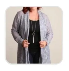 Silver Crochet Cardigan - Plus