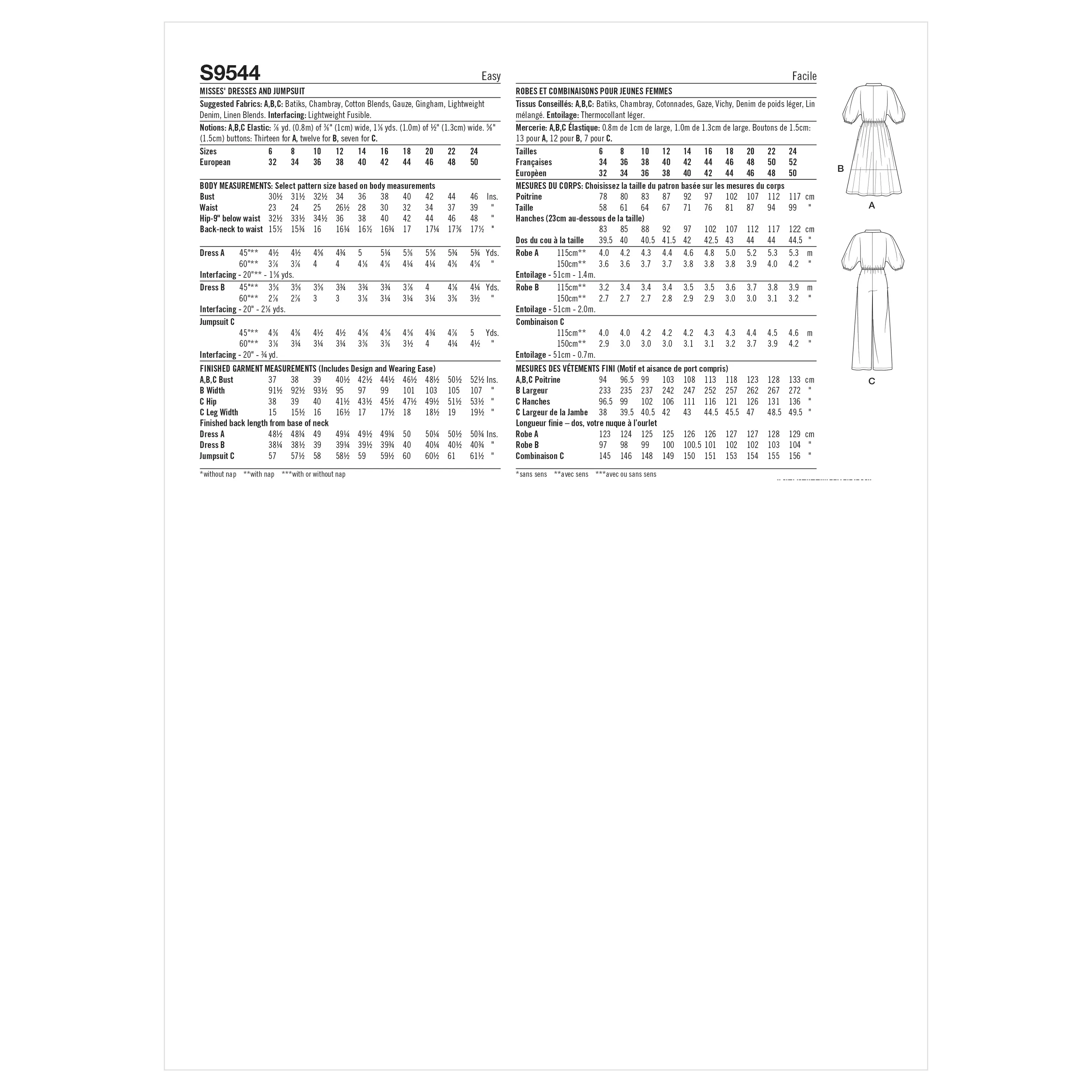 Simplicity Pattern 9544 Misses' Dress & Jumpsuit
