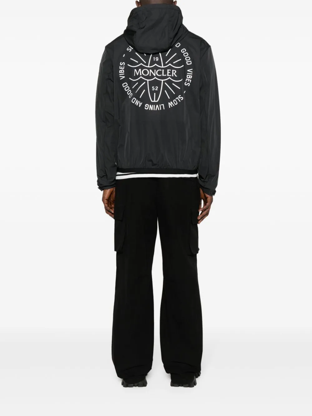 slogan-print shell jacket