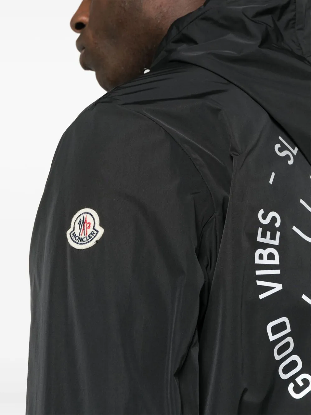 slogan-print shell jacket