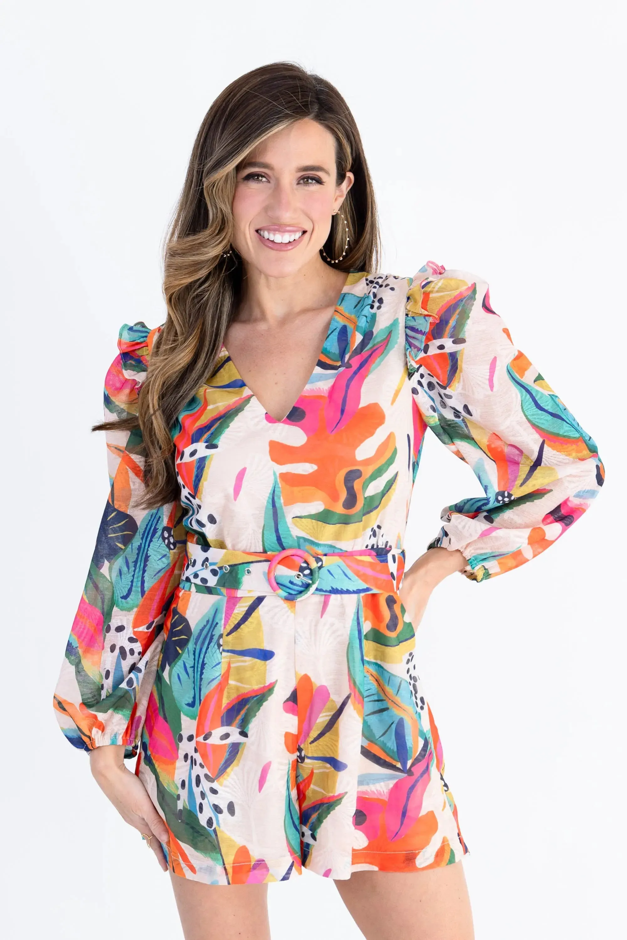 Sun-Kissed Serenity Belted Romper