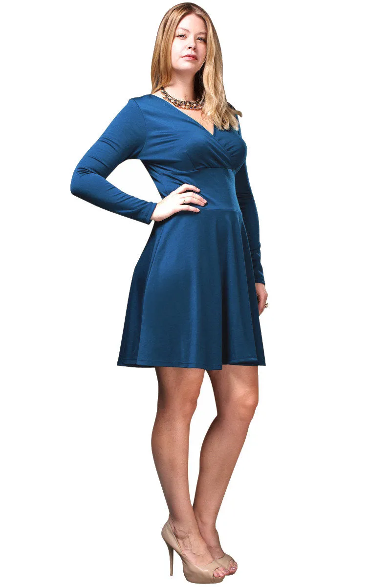 Women's Plus Size Long Sleeve Skater Dress